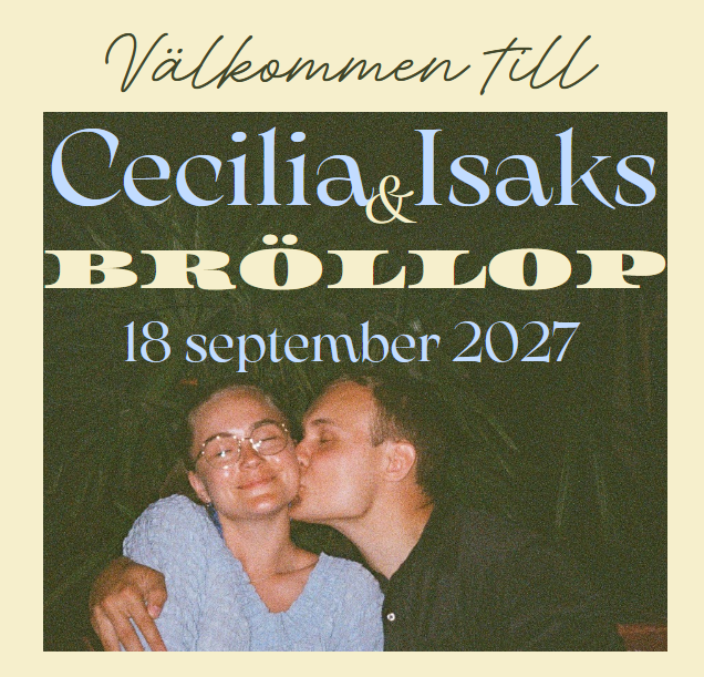 Välkommen till Cecilia och Isaks bröllop, 18 september 2027